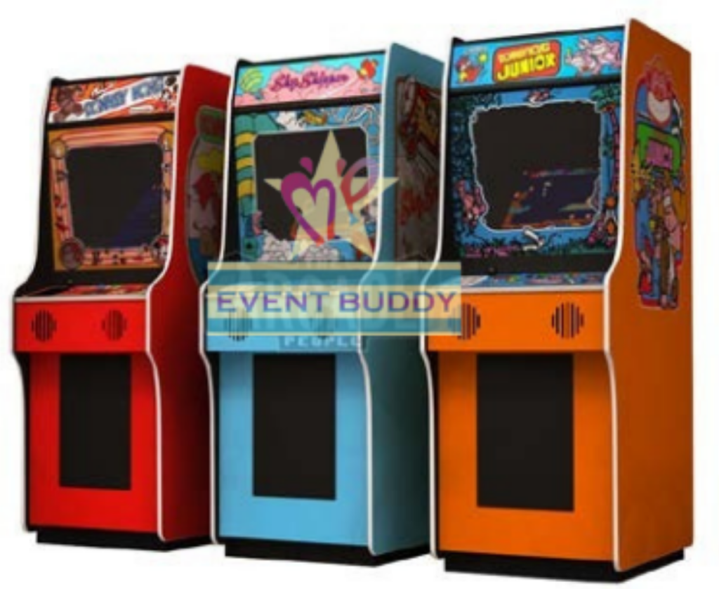 Professional arcade machine collection featuring classic and modern games at Singapore event