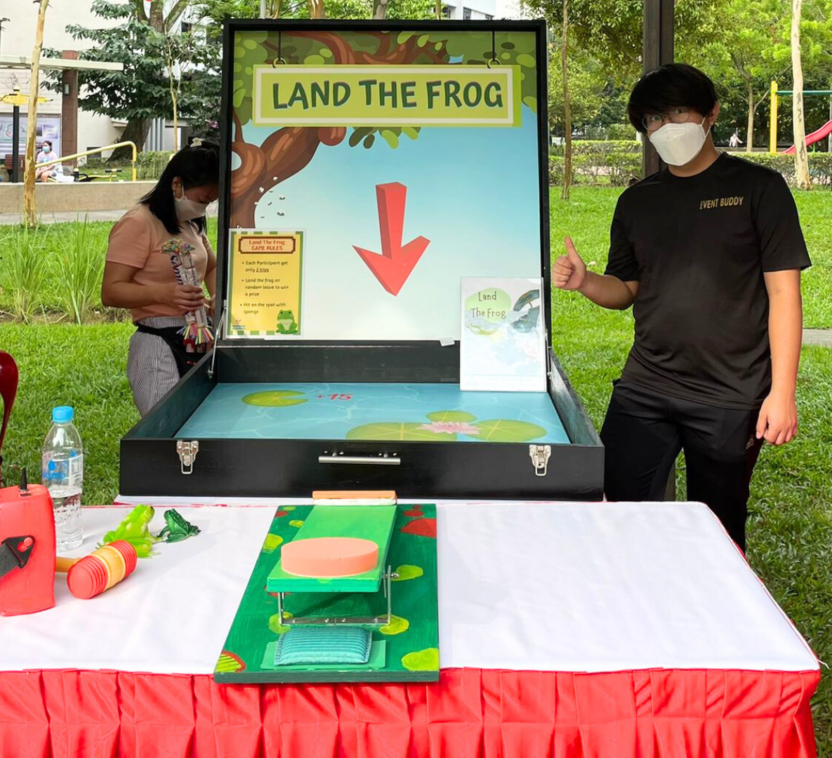 Professional Land the Frog interactive game at Singapore community event